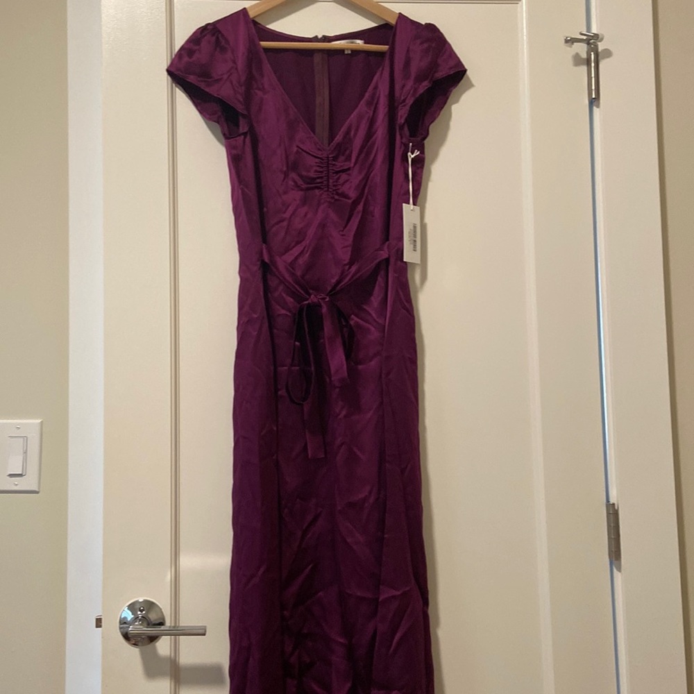 Reformation silk “scottie” dress, size 8, grape color, NWT
